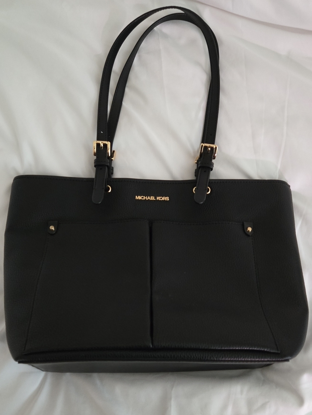 Michael Kors Black Leather Double-Pocket Tote